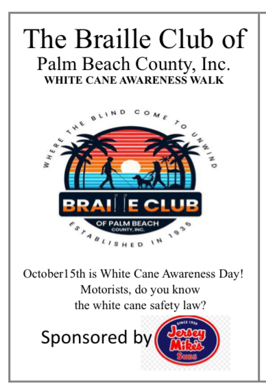 Braille Club PBC - White Cane Awareness Walk.